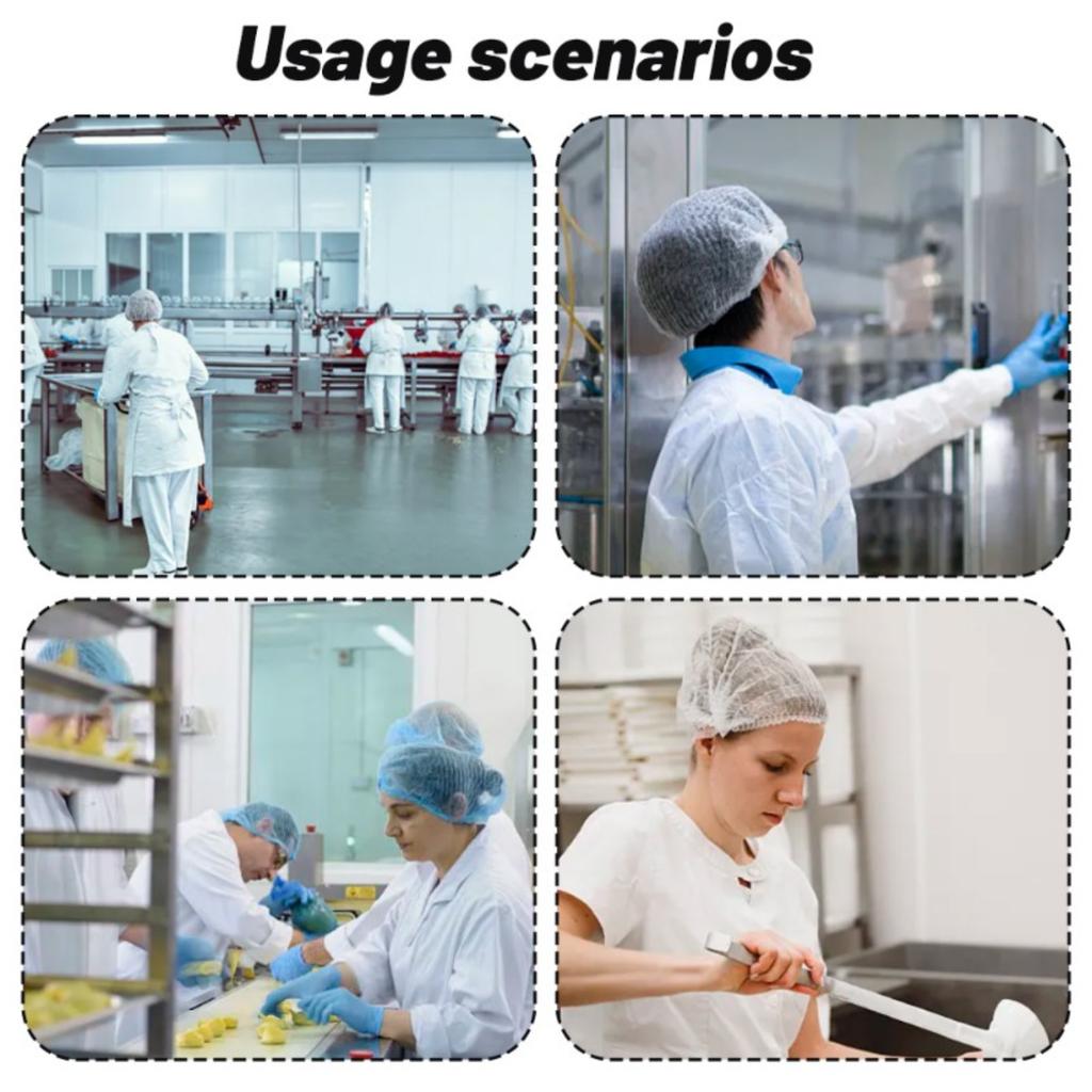 50-500Pcs Disposable Sterile Bouffant Caps Work Cap Stretch Net Head Cover Non Woven Fabric Hat for Cooking Cleaning Protection