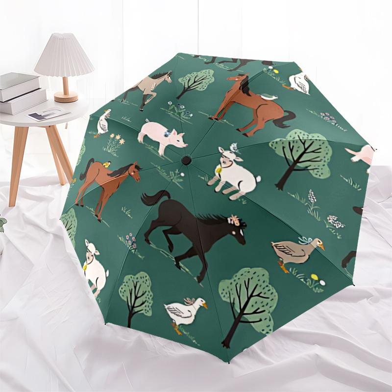 1pc Farm Animals Automatic Open/Close Umbrella Sturdy Iron Frame, Compact Travel Umbrella - Perfect Gift for Women, Men, Birthdays068