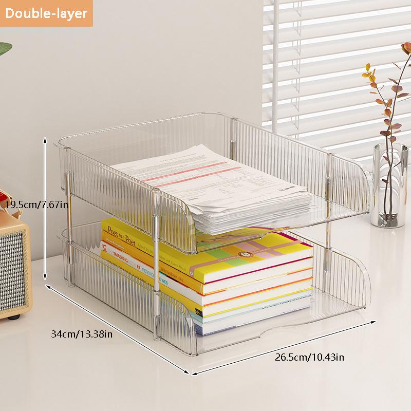 

New Transparent File Rack Book Shelf Multi-layer Multifunctional Storage Tray Large Capacity Desktop Organizer School Office