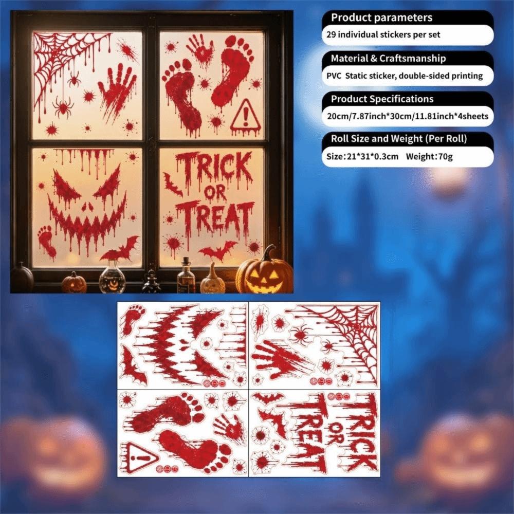 Scary Realistic Bloody Handprint Stickers Electrostatic Window Decals Floor Decoration
