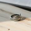 Verstellbarer Offener Ring Herren Damen Sterling Geometrisches Fließendes Design Vintage Stil Finger