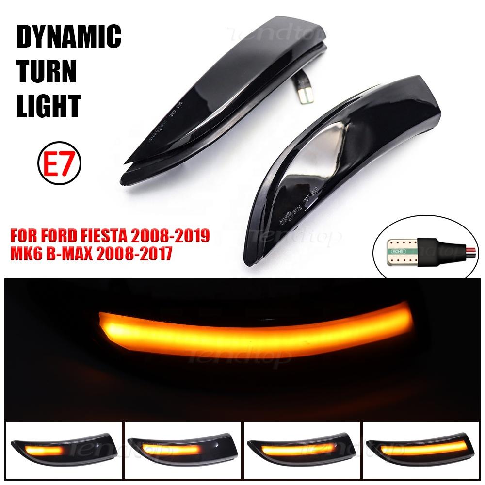 Top Quality Flowing Dynamic Side Turn Signal Lights for Ford Fiesta Mk7 MK6 B-Max 2PCS LED Yellow Mirror Blinker Sequential Lamp