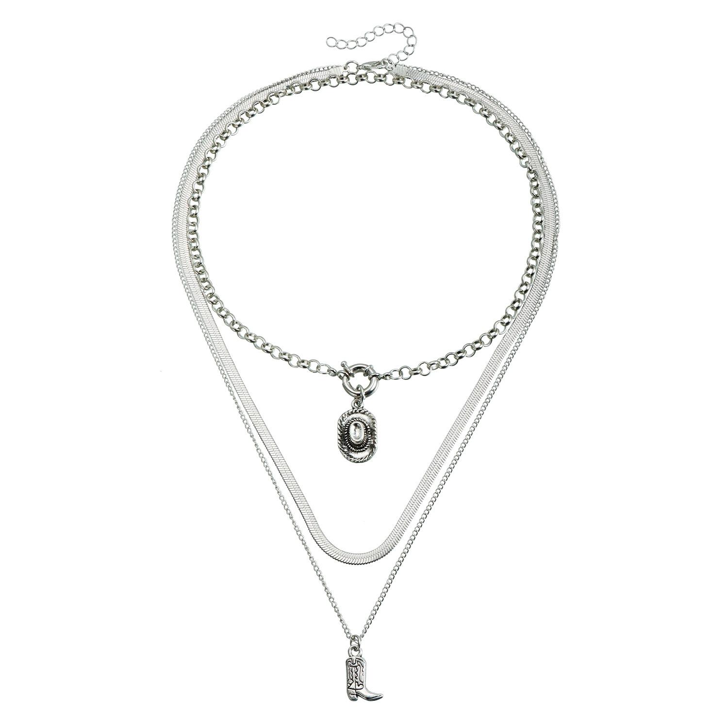 

Light Luxury Western Cowboy Hat Boots Element Necklace Trendy Snake Chain Necklace