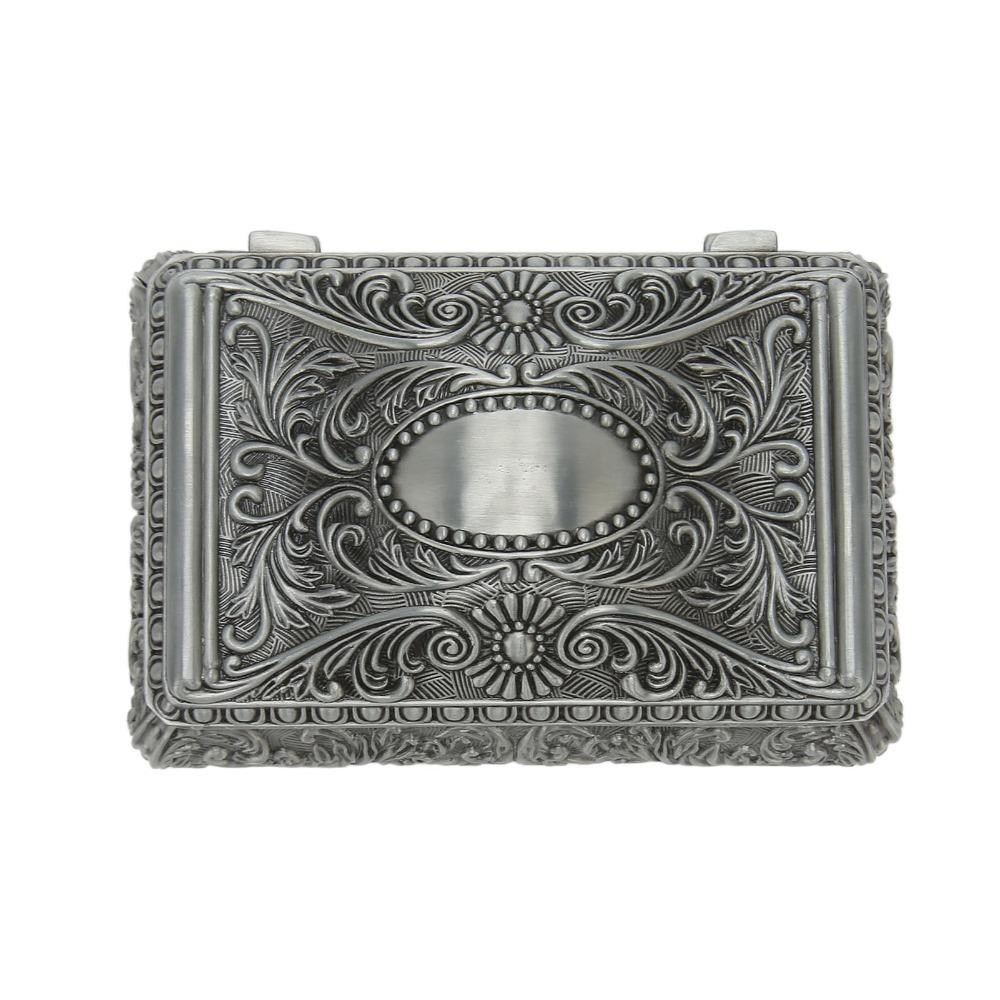 Silver Vintage Jewelry Box Floral Engraved Musical Jewelry Box Metal Trinket Box  Birthday Surprise