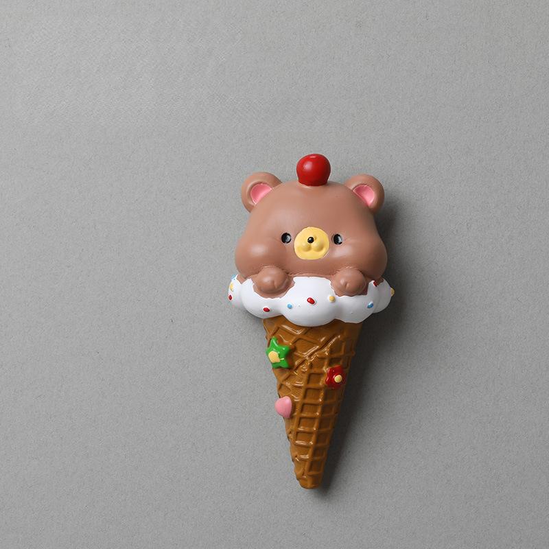 Cute Refrigerator with Magnetic Suction Stickers Refrigerator Decoration Cartoon Ins Ice Cream Animal Teddy Bear