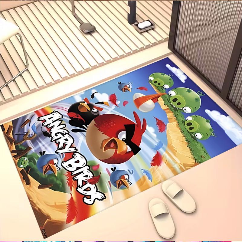 Angry Birds Print Rug, Washable Floor Carpet, For Entryway Dorm Laundry Room Office Study, Home Decor Birthday Christmas Gift
