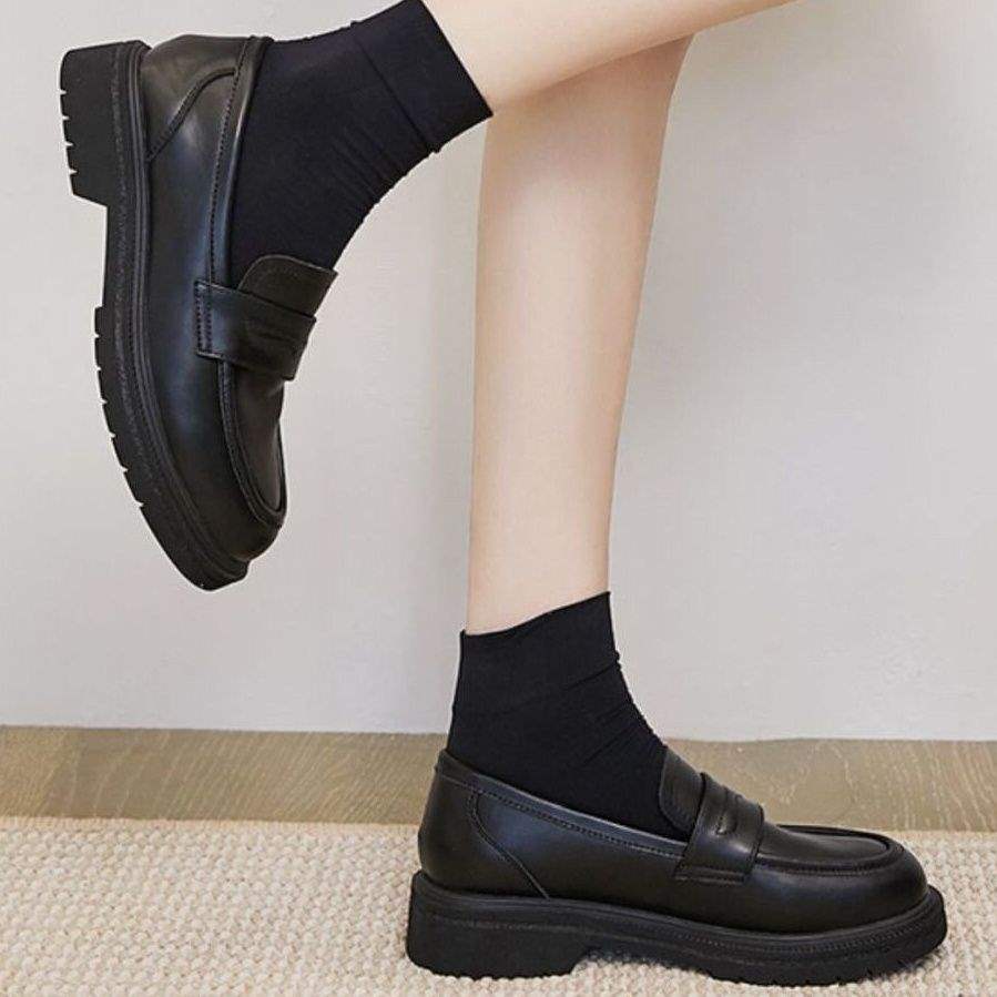PLOVER damesschoenen 2025 nieuw Koreaanse versie veelzijdige platform loafers Britse stijl student kleine leren schoenen dames