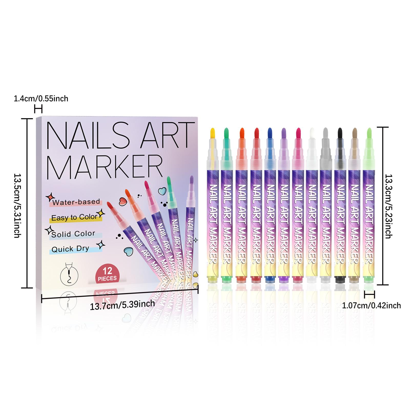

12 Color Nail Art Pens 0.5MM Nail Polish Pens Drawing Painting Point Liner Acrylic Painted Pen Kit Waterproof and Quick-drying