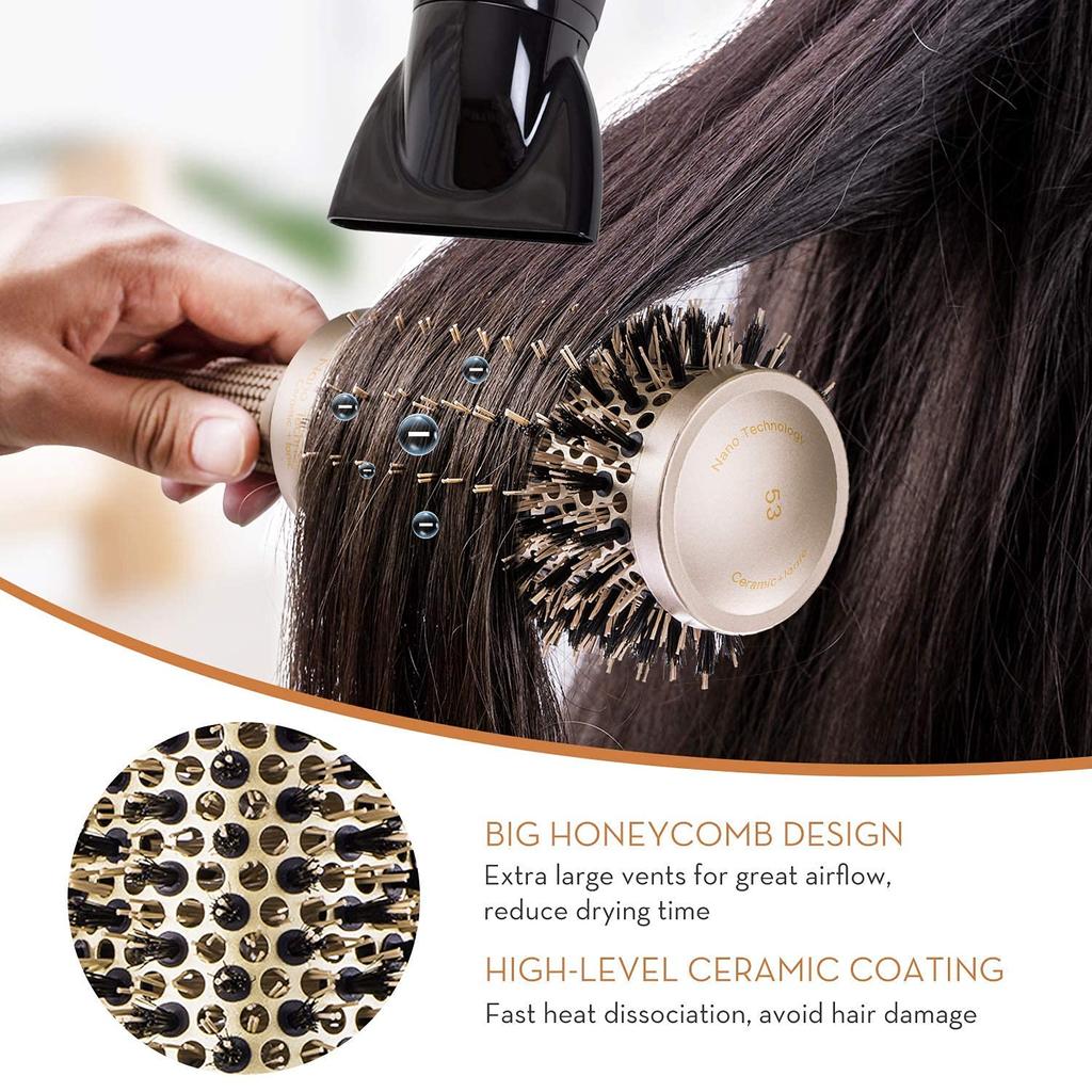Lockiges Haar-Styling-Zylinderkamm, Salon, flauschiger Haarkamm, Gold-Keramik-Luft-Aluminiumrohr, thermisches Schwein, Koteletten, Rollkamm