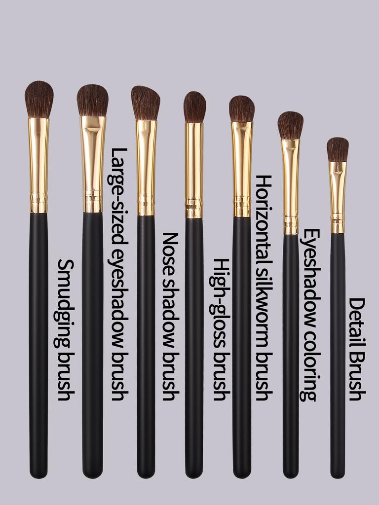 7 Animal Hair Eye Shadow Brush Sets + 4 Mini Black Makeup Eggs + 3 Thumb Powder Puff + High Appearance Level Makeup Bag