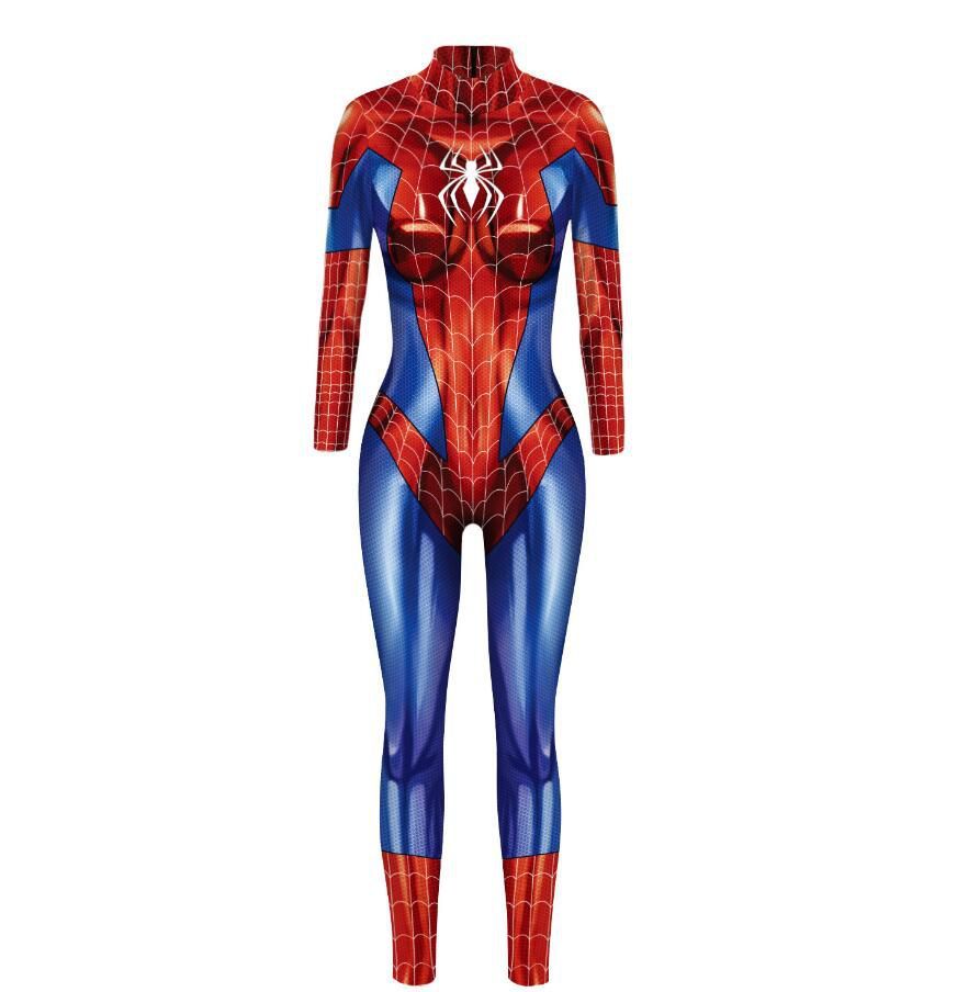 Halloween Spiderman Cosplay Jumpsuit Women's Slim Tights Bodysuit