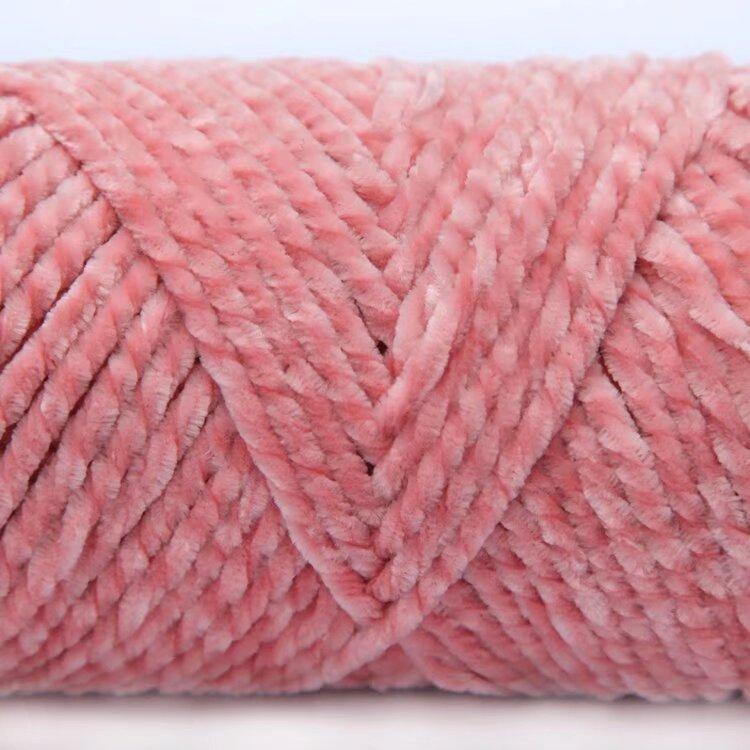 3 Strands Glossy Velvet Hand-Woven Thread Woven Scarf Doll Blanket Chenille Thread Segment Dye 100G Ball