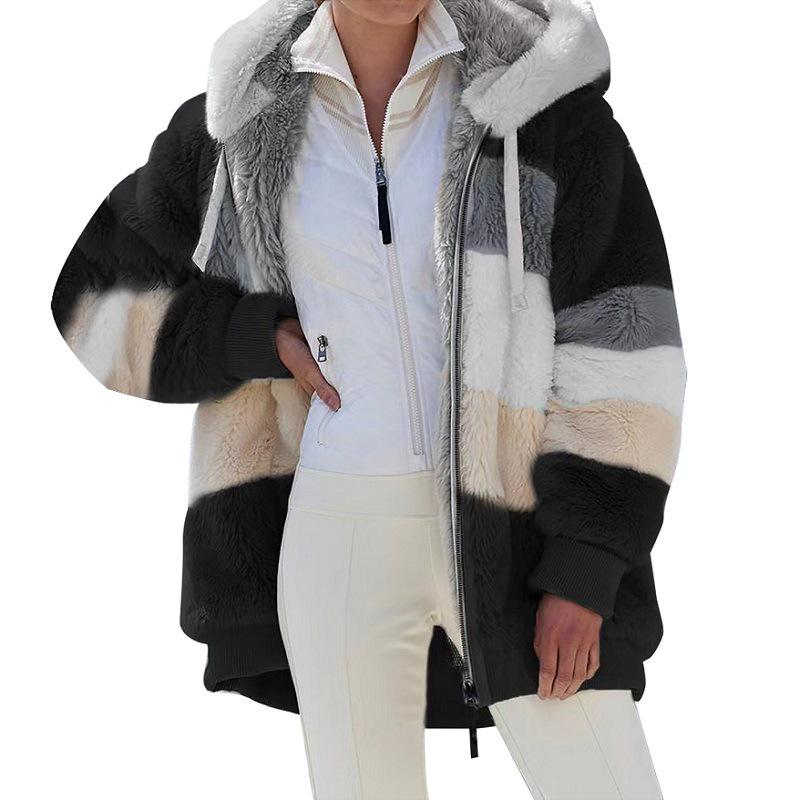 2025 Women's Autumn and Winter Loose Plush Multi-Color Hooded Jacket: Hot New Style.