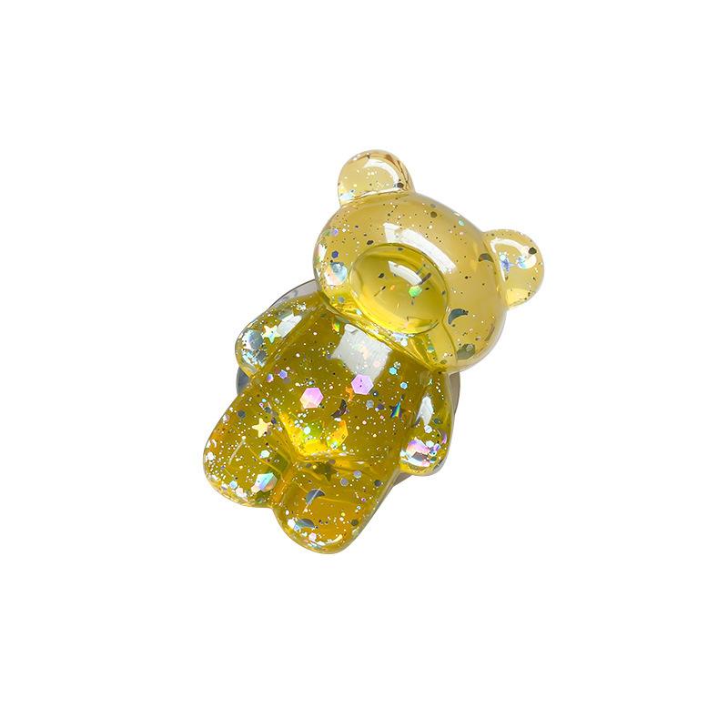 Supporto a Airbag Trasparente per Cellulare a Forma di Orso, Colore Misto con Paillettes, Supporto a Cuscino d'Aria Tridimensionale di Nicchia per Desktop