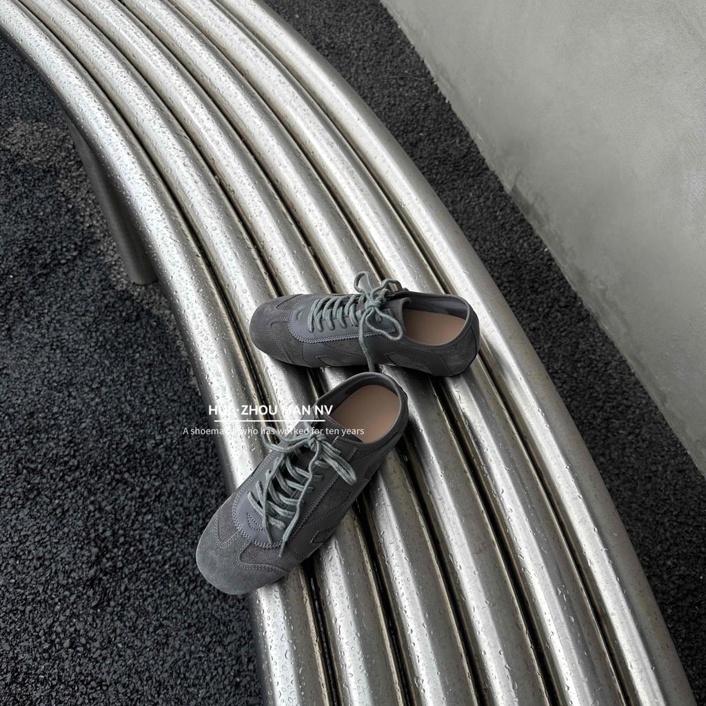 Retro leather red German training shoes women's 2025 new versatile color matching casual board shoes sports height increasing Forrest Gump shoes women