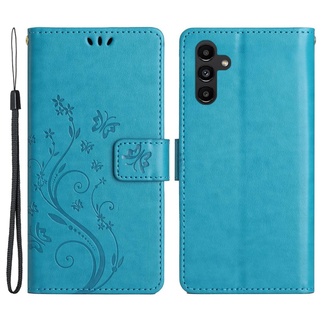 For Samsung Galaxy A54 5G Anti-drop Flower Butterfly Imprinted Flip Phone Cover Shockproof PU Leather Phone Case Wallet Stand