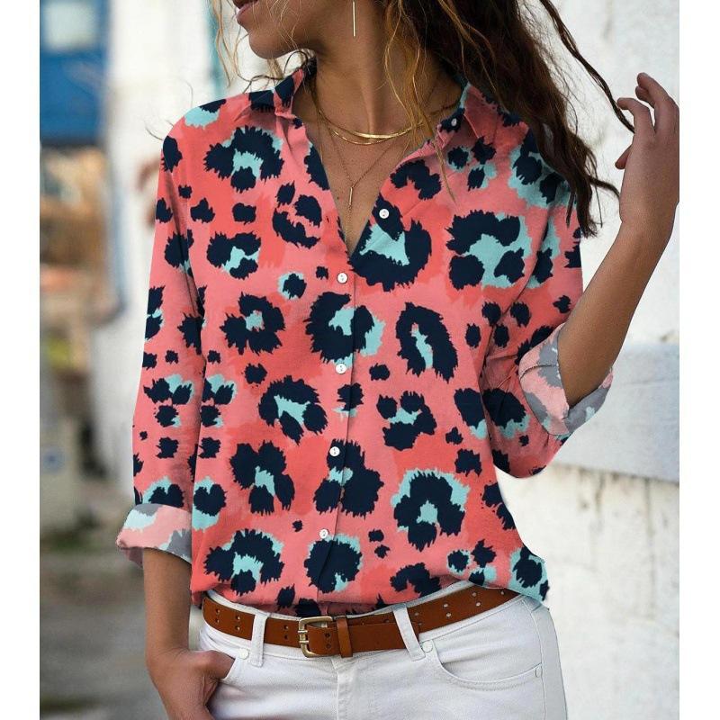 Fashion Multi-color Leopard Print 3D Print Women Long Sleeve Shirts Autumn New Holiday Casual Ladies Blouse Women's Clothing