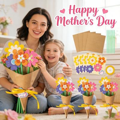Colorful Paper Flower Bouquet Craft Kit Romantic Folding Paper Flowers Making Kit Handmade Blessing DIY Sunflower Bouquet Set
