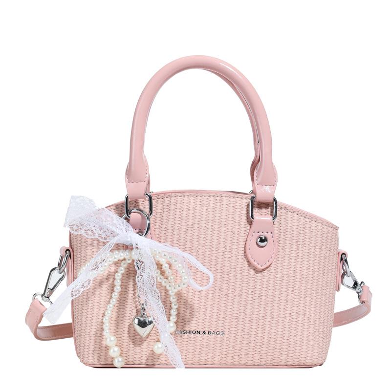 2025 New Style of Foreign Style Woven Small Bag Sen Cute Women's Bag Summer Popular Silk Scarf Crossbody Bag Hand-held Bucket Bag