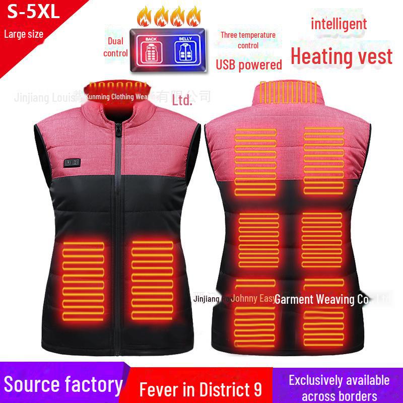 Vestă încălzită USB cu control dublu cu 17 zone - stil cuplu, temperatură constantă