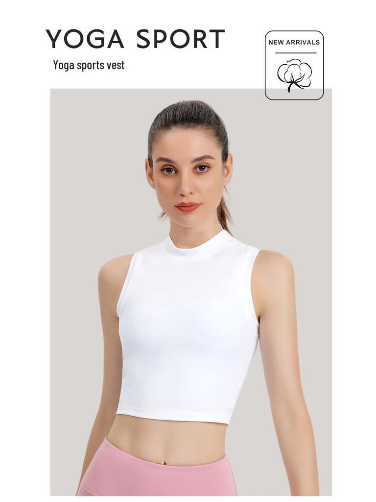 Women's Summer Solid Color Sleeveless Yoga Vest - Sexy, Tight-Fitting, Round Neck Sports Top