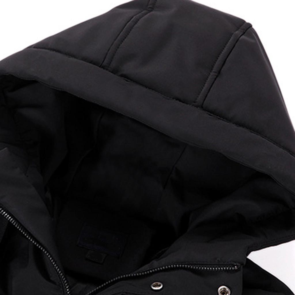 Pánská zimní móda Mikina s kapucí střední délky Zesílená bunda s vycpanou bavlnou