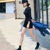 Fashion Pure Desire Style Sexy Black Long-sleeved Dress Women's Spring Design Sense Slim and Thin Inner Hip Skirt