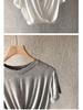 Damen Koreanischer Stil Geknotetes Bauchnabel-Freies Kurzarm Freizeit-T-Shirt