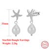 Effie Queen Boho Starfish Drop Earrings Freshwater Pearl 925 Sterling Silver Zircon Earring Beach Party Versatile Jewelry GPE119