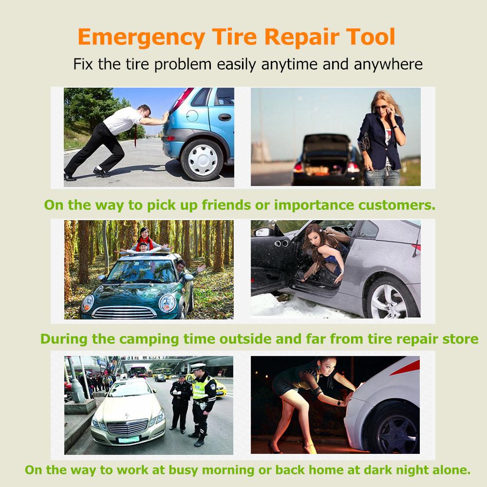 Outdoor Tire Repair Kit Emergency Self- Tire Leak Repair Tool Vulcanized Rubber Strip Puncture Fill Field Tyre Repair Set