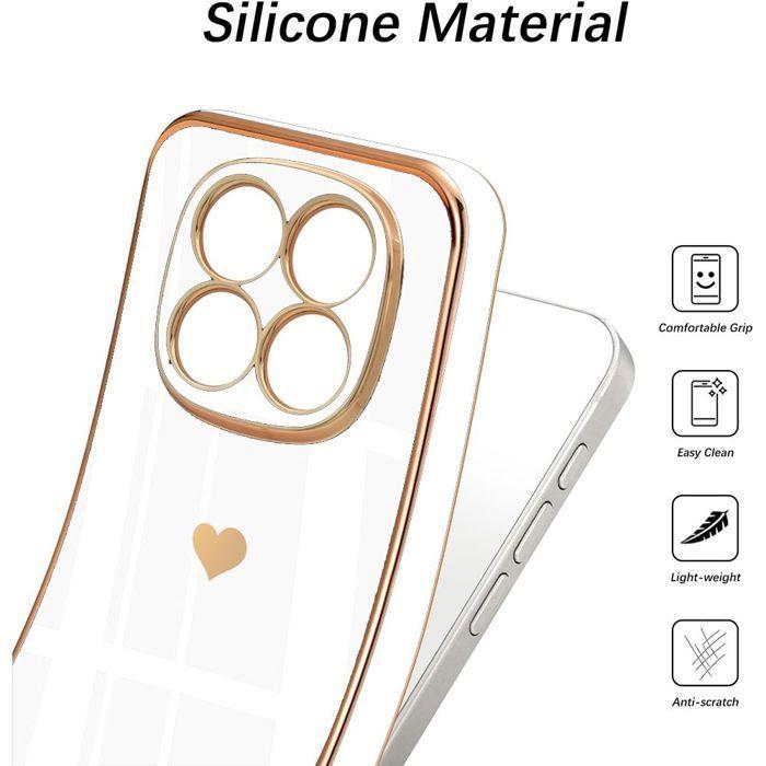Coque pour Xiaomi Redmi Note 15 Pro 5G, Silicone Motif Cœur Anti-Rayure Slim Souple Blanc