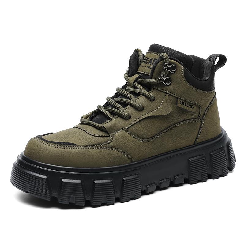 New Autumn and Winter High Top Martin Boots Fashionable and Trendy Niche Casual Thick Soled Height Enhancing Yellow Boots