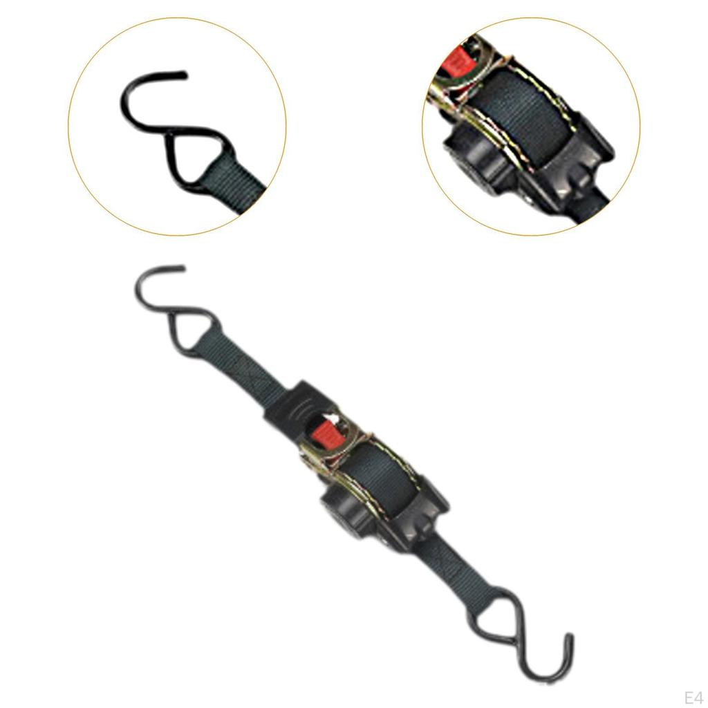 Adjustable Length Ratchet Strap with S Hooks for Boat and Truck Cargo