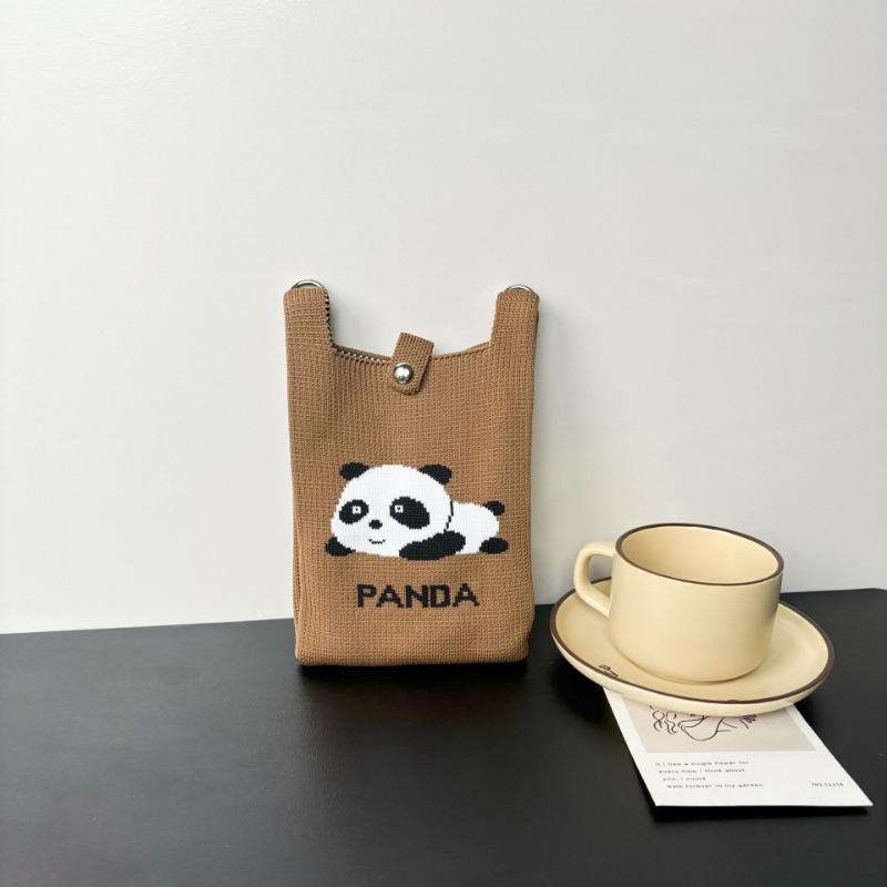 Panda Mobile Phone Bag Cute Knitted Bag High Sense Personality Versatile Dopamine Shoulder Messenger Bag Dopamine Wind