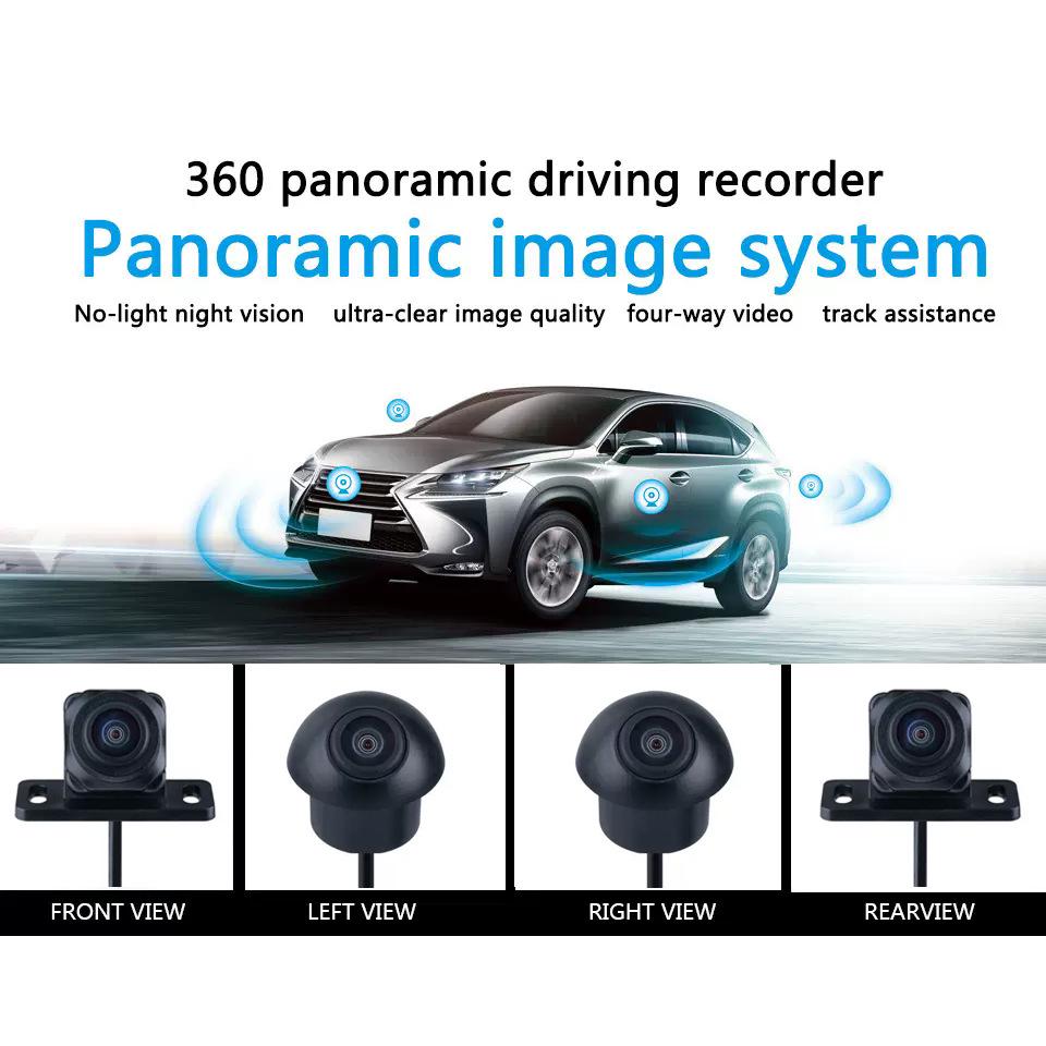 360° HD Dashcam with 3D Reversing Assist, Four-Lens Universal Car Camera
