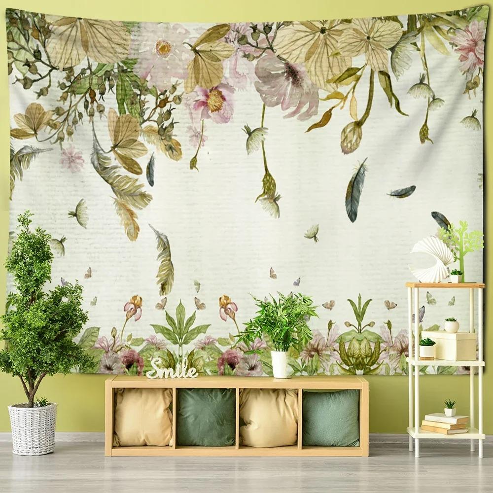 Vintage Green Tropical Plant Decorative Tapestry Home Wall Decor Living Room Office Tapestry
