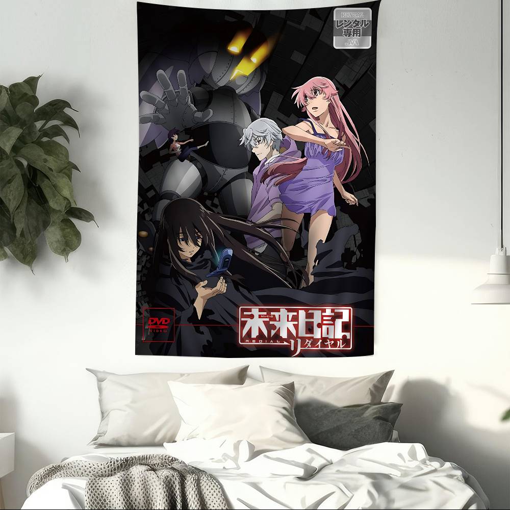 Anime Figure Mirai Nikki The Future Diary Anime Tapestry Hippie Flower Wall Carpets Dorm Decor Cheap Hippie Wall Hanging
