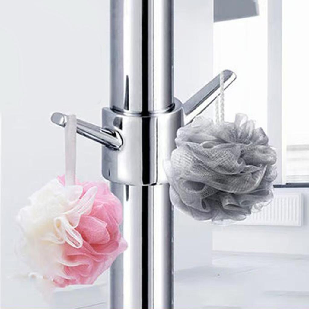 Upgrades 2pcs Shower Rod Hook Set Easy Install Not Drill Required Space Saving Shower Head Holder for Towels & Loofahs