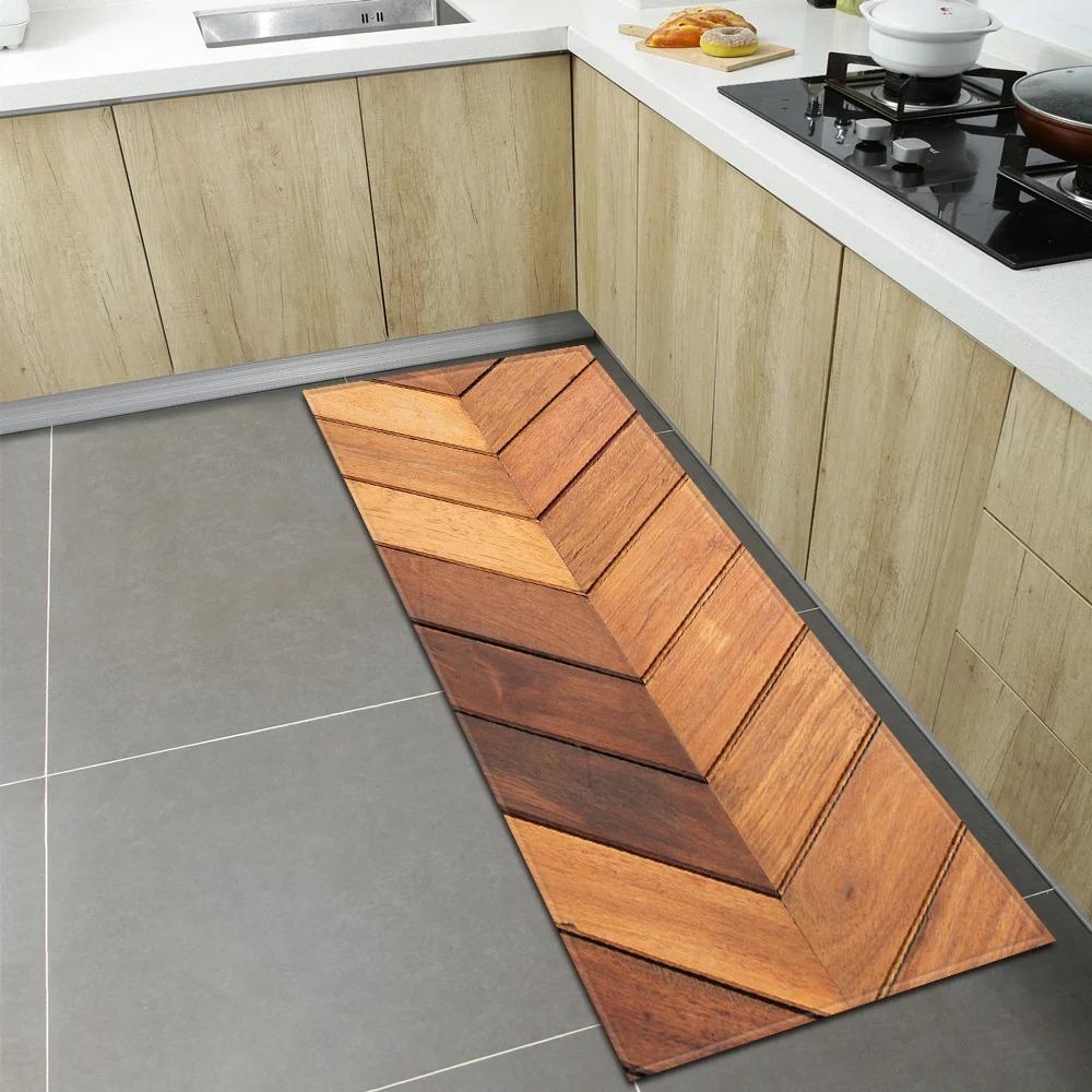 Wood Grain Floor Pattern Home Kitchen Floor Mat Door Front Decoration Floor Mat