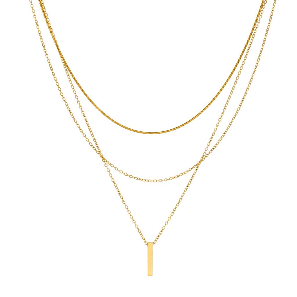 316L Stainless Steel Punk Multi-layer Metal Bar Pendant Necklace For Women Fashion Clavicle Collarbone Jewelry Not Fade Gift