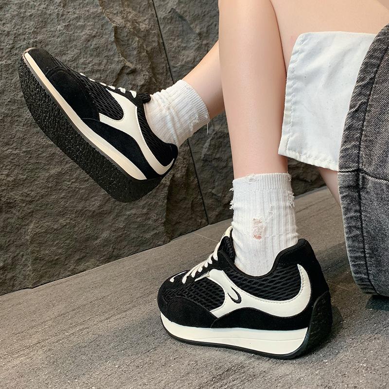 

Versatile platform shoes women s summer thin models, new inner height-increasing casual sports shoes 35 чёрный