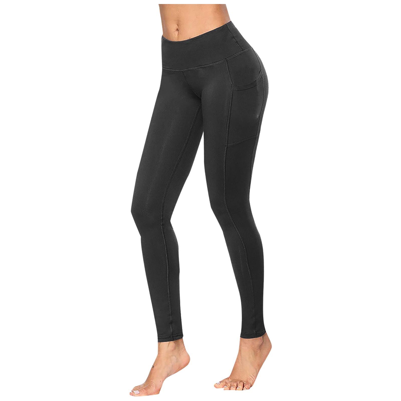 

Женские эластичные леггинсы для йоги, фитнес-бег, спортивные брюки с карманами для активного отдыха L чёрный