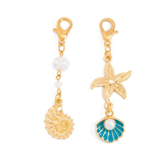 2Pcs/Set Bikini Hanging Chain Ocean Theme Keychain Pendant with Oil Drip Shell Imitation
