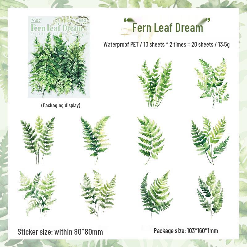 Серия «Лесная Тень Листьев» Прозрачные Водонепроницаемые Ретро Наклейки для Блокнотов и DIY