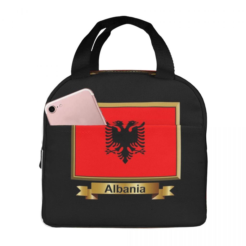 Flag Of Albania Insulated Lunch Bag for Women Office Cooler Thermal Food Box Tote Leakproof Lunch Boxes Container