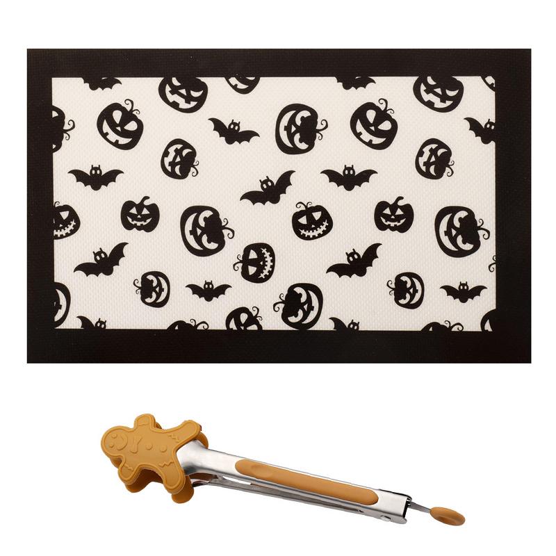 Silikon Bakematte med Juletema Sklisikker Fondantmatte Kjøkkenbenkmatte for Paideig Pizza og Kjeks Ovnskakeformmatte