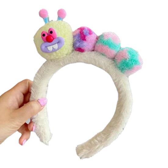 Caterpillar Headband Girls Plush Texture Cartoon Shape Rich Color Makeup Wash Face Hair Hoop Hair Fixing Accessory