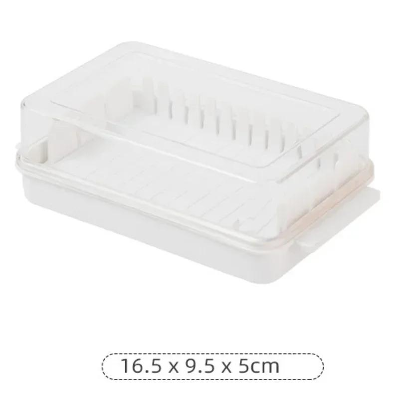 Plastic Butter Dish With Dividable Lid, Quantitative Cutting Butter Dish, Butter Airtight Preservation Container Box белый
