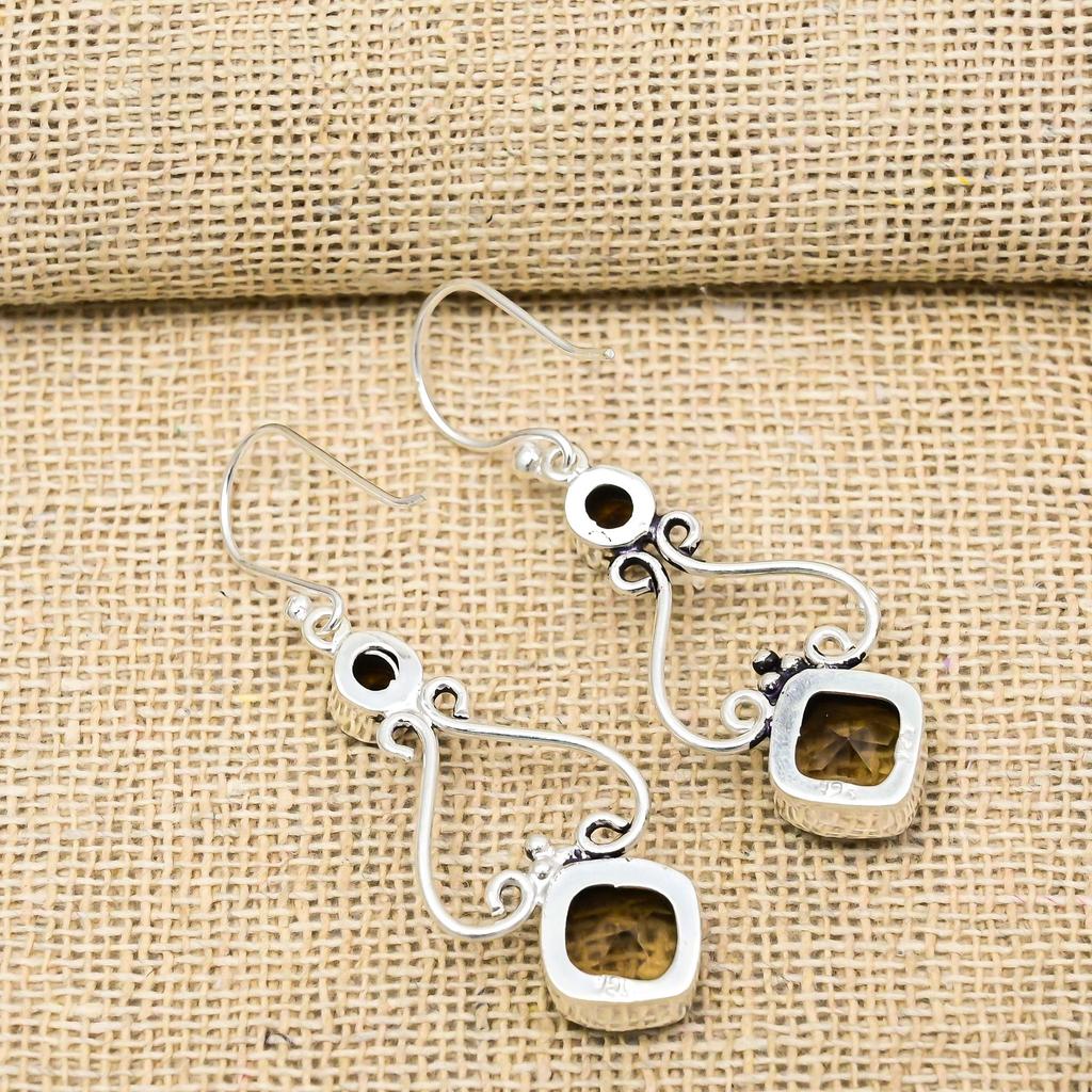 Smoky Topaz Earrings, 925 Solid Sterling Silver Jewelry, Gemstone Earrings, Gift For Her Handmade Dainty Jewelry