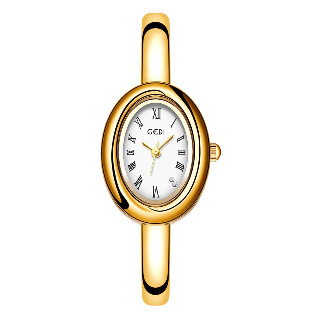 

Винтажные женские кварцевые наручные часы с римским циферблатом и водозащитой Gold White